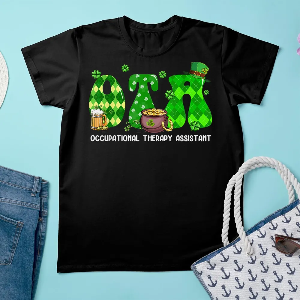 Groovy OTA Occupational Therapy Assistant St Patrick's Day Shirt Women's Tank Top black s