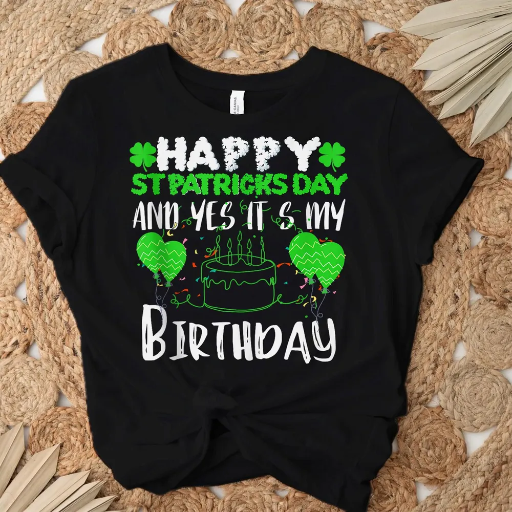 Happy St Patricks Day And Yes It's My Birthdays Shirt Men's Long Sleeved T-Shirt black s