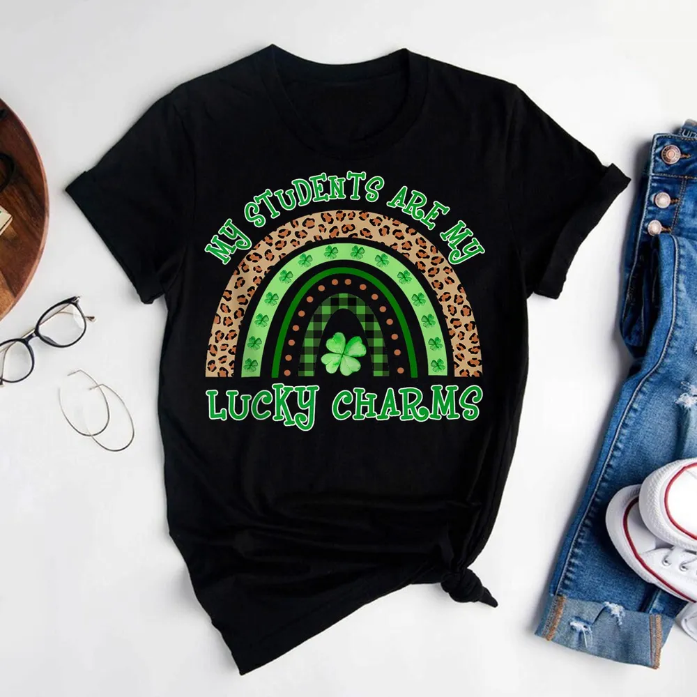 Students Are My Lucky Charms Rainbow Teacher St Patricks Day Shirt Infant Jersey T-Shirt black 6m