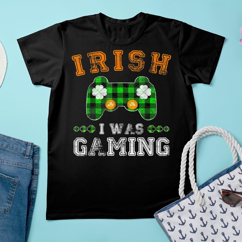 Gamer Irish I Was Gaming Happy Saint Patrick Day Shirt Toddler Cotton Jersey T-Shirt black 2t