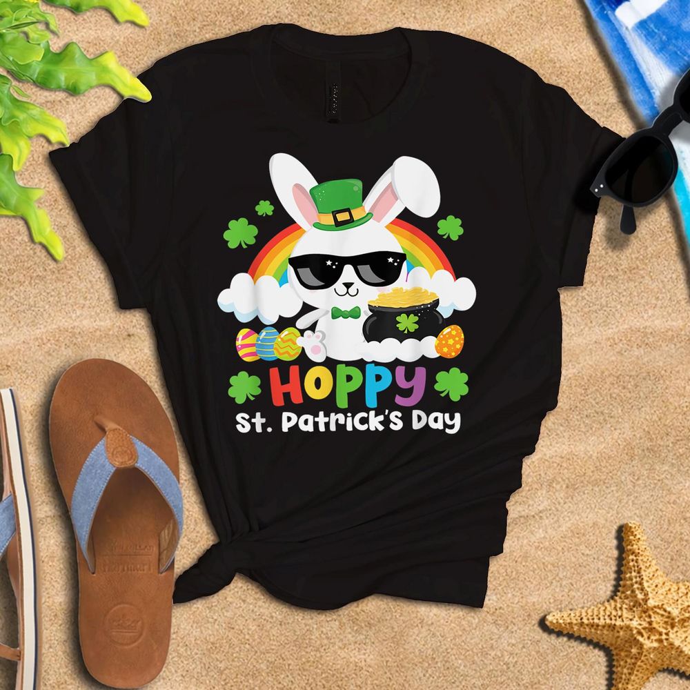 Hoppy St Patrick's Day Irish Bunny Funny Easter Day Shirt Toddler Cotton Jersey T-Shirt black 2t