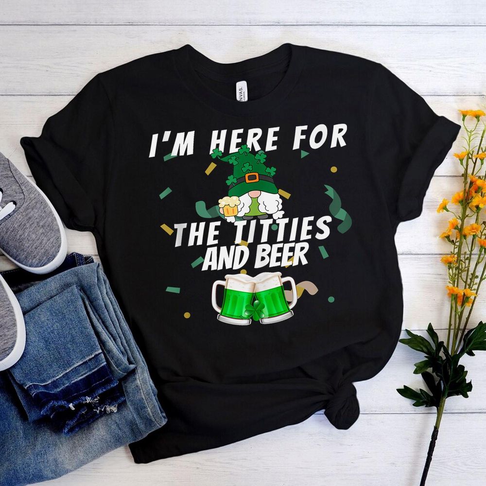 I'm Here For The Titties And Drinking Beer St Patrick's Day Shirt Toddler Cotton Jersey T-Shirt black 2t