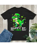 HapSt Pat Rex Dinosaur Saint Patricks Day Shirt Women's Standard T-Shirt black s