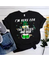 I'm Here For The Titties And Drinking Beer St Patrick's Day Shirt Men's Zip Hoodie black s